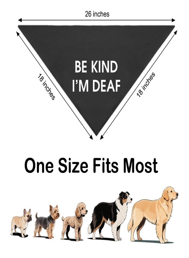 ZBBFSCSB Be Kind I'm Deaf Black Dog Bandana, Cute Adjustable Scarf Triangle for Hearing Dog, Hearing Loss Accessory Tie On Special Needs Pet, for Puppy Owner Pet Lover - Image 2